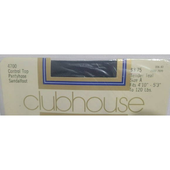 Macy's Clubhouse Control Top Pantyhose Womens Size A Tender Teal Blue Sandalfoot - Picture 2 of 5